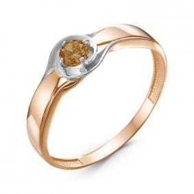 Золотое кольцо КЮЗ Del'ta D314529 с раухтопазом D314529 фото