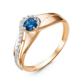 Золотое кольцо КЮЗ Del'ta D314540 с фианитом и Лондон топазом D314540 фото