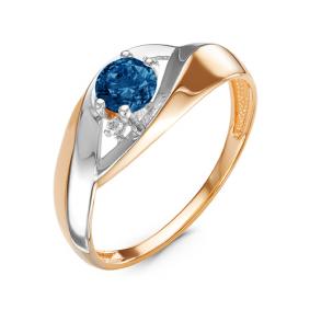 Золотое кольцо КЮЗ Del'ta D314564 с фианитом и Лондон топазом D314564 фото