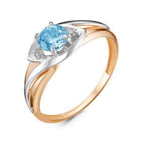 Золотое кольцо КЮЗ Del'ta D314590 с топазом и фианитом D314590 фото