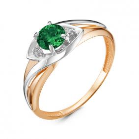 Золотое кольцо КЮЗ Del'ta D314594 с фианитом и кварцем D314594 фото