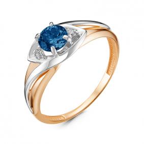 Золотое кольцо КЮЗ Del'ta D314596 с фианитом и Лондон топазом D314596 фото