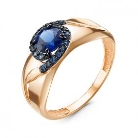 Золотое кольцо КЮЗ Del'ta D314612 с кварцем и сапфировым корундом D314612 фото