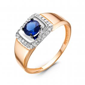 Золотое кольцо КЮЗ Del'ta D314620 с фианитом и сапфировым корундом D314620 фото