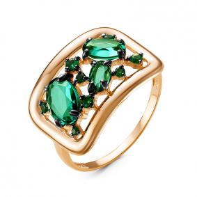 Золотое кольцо КЮЗ Del'ta D314624 с кварцем, гидротермальным изумрудом и миксом камней D314624 фото