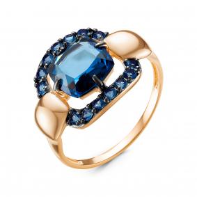 Золотое кольцо КЮЗ Del'ta с ситаллом цветаТопаз swissи кварцем D314625 D314625 фото