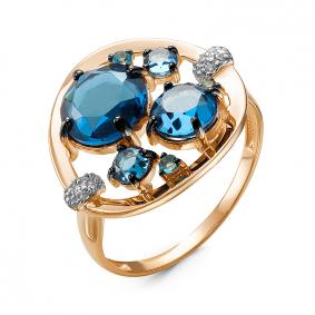Золотое кольцо КЮЗ Del'ta D314627 с топазом, кварцем и миксом камней D314627 фото