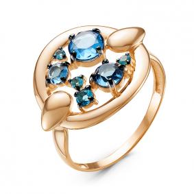 Золотое кольцо КЮЗ Del'ta D314628 с топазом, кварцем и миксом камней D314628 фото