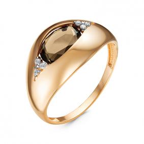 Золотое кольцо КЮЗ Del'ta D314650 с фианитом и раухтопазом D314650 фото