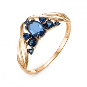 Золотое кольцо КЮЗ Del'ta D314657 с кварцем и сапфировым корундом D314657 фото