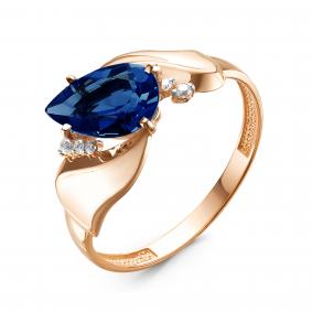 Золотое кольцо КЮЗ Del'ta D314765 с фианитом и сапфировым корундом D314765 фото