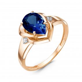 Золотое кольцо КЮЗ Del'ta D314770 с фианитом и сапфировым корундом D314770 фото