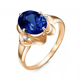 Золотое кольцо КЮЗ Del'ta D314774 с фианитом и сапфировым корундом D314774 фото