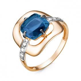 Золотое кольцо КЮЗ Del'ta D314795 с фианитом и Лондон топазом D314795 фото