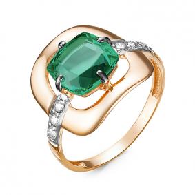 Золотое кольцо КЮЗ Del'ta D314797 с фианитом и кварцем D314797 фото