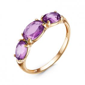 Золотое кольцо КЮЗ Del'ta D314805 с аметистом D314805 фото