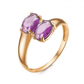 Золотое кольцо КЮЗ Del'ta D314814 с аметистом D314814 фото