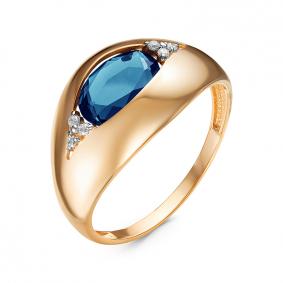 Золотое кольцо КЮЗ Del'ta D314815 с фианитом и Лондон топазом D314815 фото