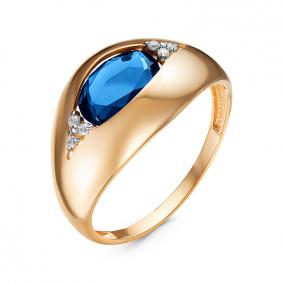 Золотое кольцо КЮЗ Del'ta D314816 с фианитом и сапфировым корундом D314816 фото
