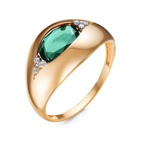 Золотое кольцо КЮЗ Del'ta D314817 с фианитом и кварцем D314817 фото