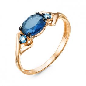 Золотое кольцо КЮЗ Del'ta D314820 с кварцем, миксом камней и Лондон топазом D314820 фото