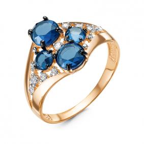 Золотое кольцо КЮЗ Del'ta D314825 с фианитом и Лондон топазом D314825 фото