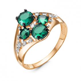 Золотое кольцо КЮЗ Del'ta D314827 с фианитом и кварцем D314827 фото