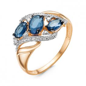 Золотое кольцо КЮЗ Del'ta D314828 с фианитом и Лондон топазом D314828 фото