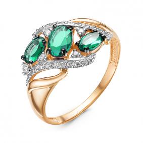 Золотое кольцо КЮЗ Del'ta D314830 с фианитом и кварцем D314830 фото