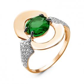 Золотое кольцо КЮЗ Del'ta D314850 с фианитом и кварцем D314850 фото