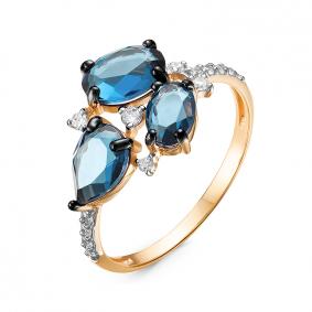 Золотое кольцо КЮЗ Del'ta D314851 с топазом и фианитом D314851 фото
