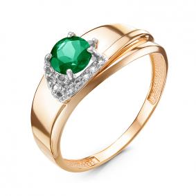 Золотое кольцо КЮЗ Del'ta D314857 с фианитом и кварцем D314857 фото