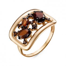 Золотое кольцо КЮЗ Del'ta D314859 с фианитом и гранатом D314859 фото