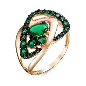 Золотое кольцо КЮЗ Del'ta D314864 с кварцем и гидротермальным изумрудом D314864 фото