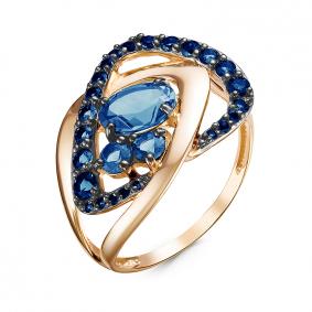 Золотое кольцо КЮЗ Del'ta D314892 с топазом и кварцем D314892 фото