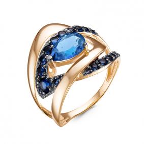 Золотое кольцо КЮЗ Del'ta D314895 с топазом, кварцем и миксом камней D314895 фото