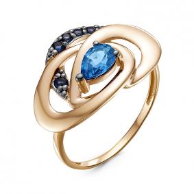 Золотое кольцо КЮЗ Del'ta D314897 с топазом, кварцем и миксом камней D314897 фото