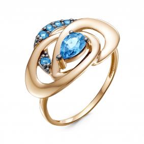 Золотое кольцо КЮЗ Del'ta D314904 с топазом и кварцем D314904 фото