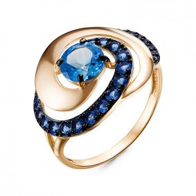 Золотое кольцо КЮЗ Del'ta D314906 с топазом, кварцем и миксом камней D314906 фото