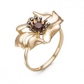 Золотое кольцо КЮЗ Del'ta D314908 с гранатом D314908 фото