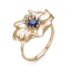 Золотое кольцо КЮЗ Del'ta D314917 с сапфировым корундом D314917 фото