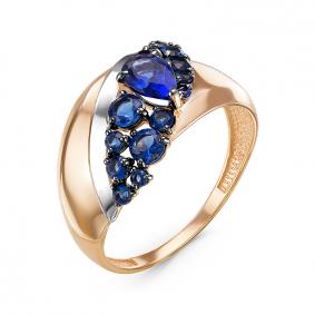 Золотое кольцо КЮЗ Del'ta D314920 с кварцем, сапфировым корундом и миксом камней D314920 фото