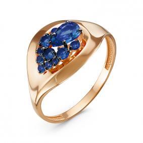 Золотое кольцо КЮЗ Del'ta D314939 с кварцем, сапфировым корундом и миксом камней D314939 фото