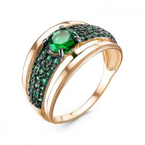 Золотое кольцо КЮЗ Del'ta D314994 с кварцем, гидротермальным изумрудом и миксом камней D314994 фото