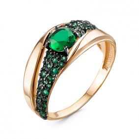 Золотое кольцо КЮЗ Del'ta D314999 с кварцем, гидротермальным изумрудом и миксом камней D314999 фото