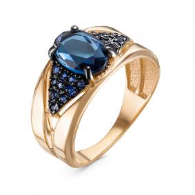 Золотое кольцо КЮЗ Del'ta D315002 с кварцем, сапфировым корундом и миксом камней D315002 фото