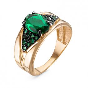 Золотое кольцо КЮЗ Del'ta D315004 с кварцем, гидротермальным изумрудом и миксом камней D315004 фото