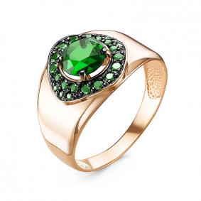 Золотое кольцо КЮЗ Del'ta D315011 с кварцем, гидротермальным изумрудом и миксом камней D315011 фото