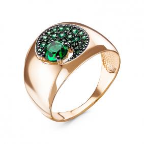Золотое кольцо КЮЗ Del'ta с ситаллом цвета Изумруд и кварцем D315021 D315021 фото