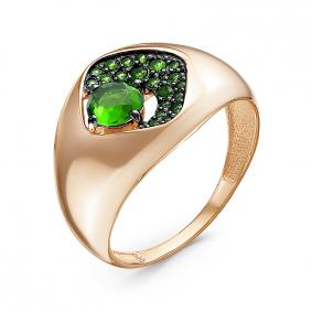 Золотое кольцо КЮЗ Del'ta D315026 с кварцем и гидротермальным изумрудом D315026 фото
